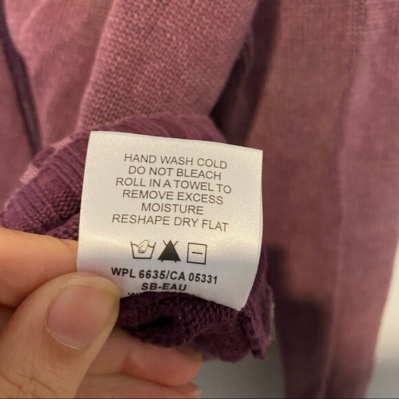 Woolrich Sweater Jacket Purple Wineberry Ribbed Zip Up Collared Ramie Medium - Picture 8 of 9